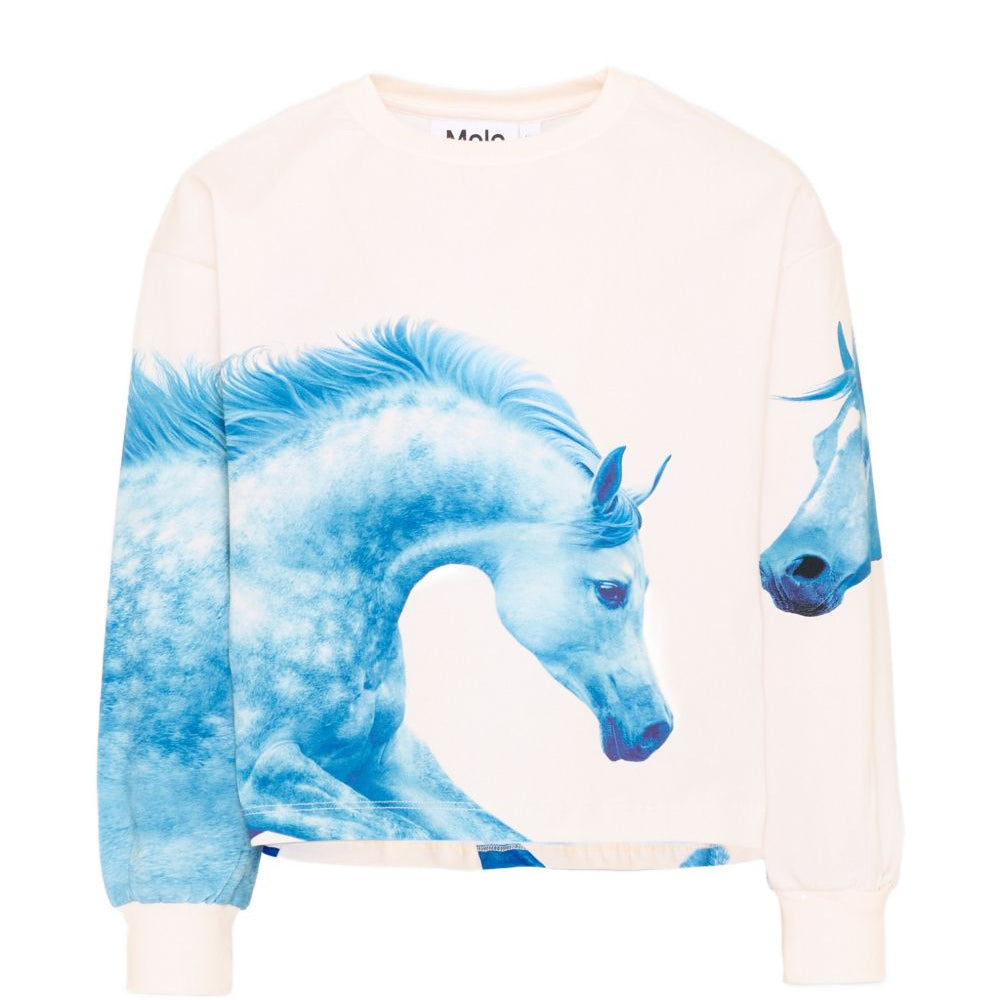 Felpa per bambina Molo Kids bianco con stampa cavalli 2W26A407 5765 MOLO KIDS