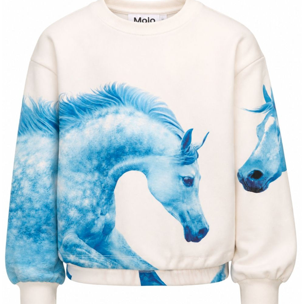 Felpa per bambina Molo Kids bianco con stampa cavalli 2W26A407 5765 MOLO KIDS
