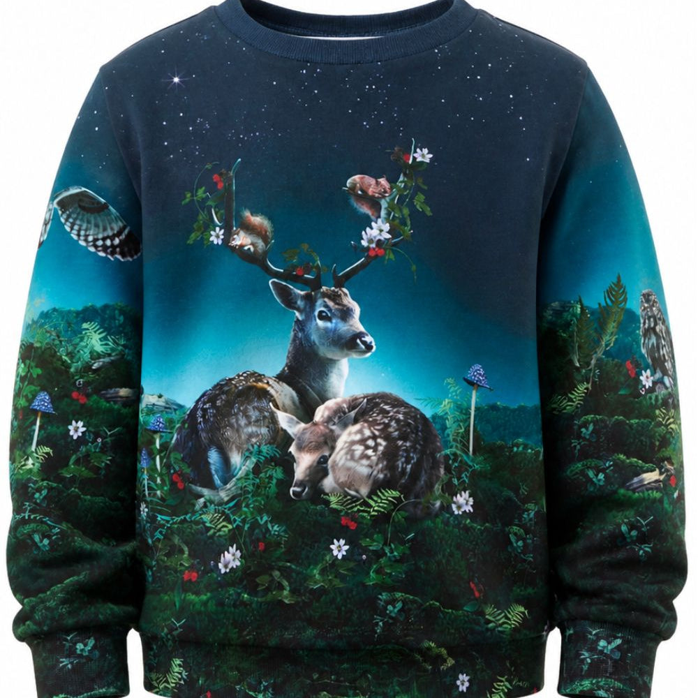 Felpa per bambina Molo Kids blu con stampa grafica animali 2W26A411 5794 MOLO KIDS