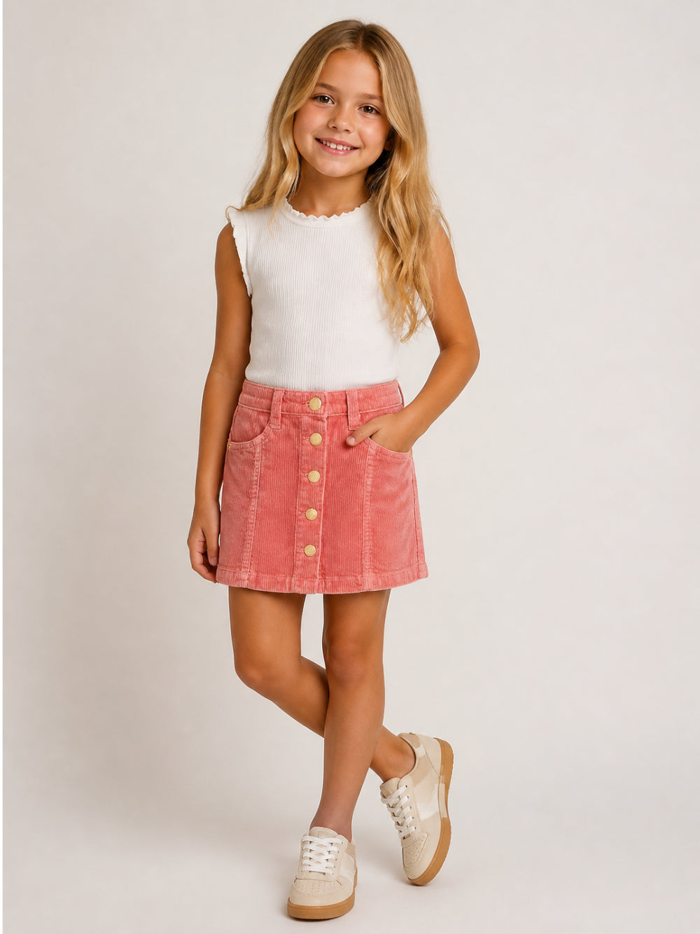 Gonna per bambina Molo Kids rosa con bottoni oro 2W26D111 8355 MOLO KIDS
