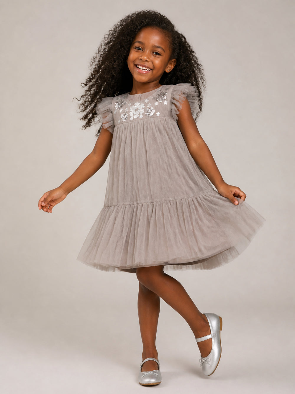 Abito per bambina Molo Kids grigio a maniche corte<BR/> 2W26E102 2949 MOLO KIDS