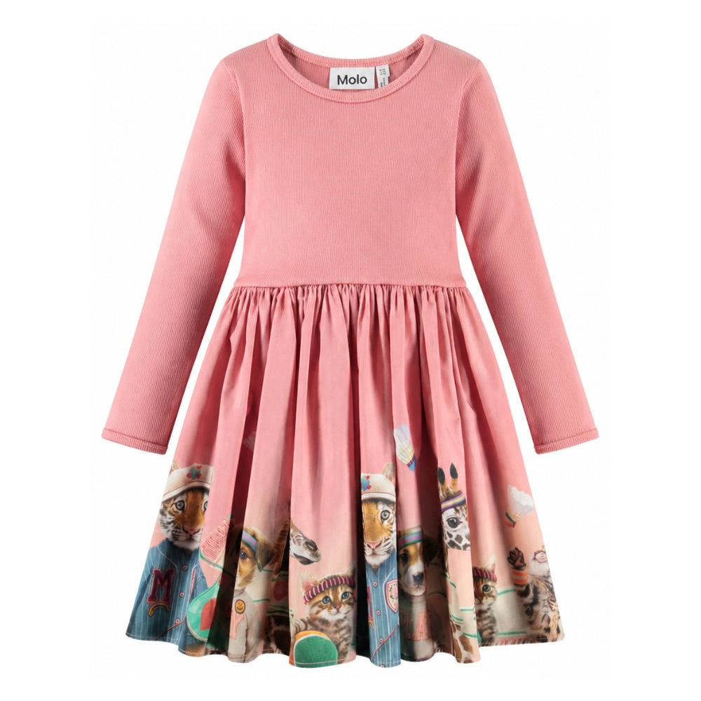 Abito per bambina Molo Kids rosa con stampa grafica animali 2W26E203 5802 MOLO KIDS