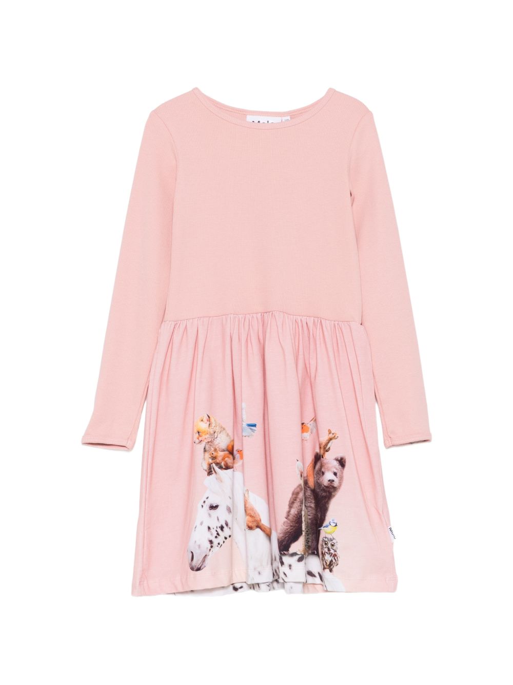 Abito per bambina Molo Kids rosa a maniche lunghe con stampa animali 2W26E207 5751 MOLO KIDS