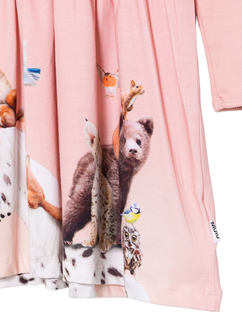 Abito per bambina Molo Kids rosa a maniche lunghe con stampa animali 2W26E207 5751 MOLO KIDS