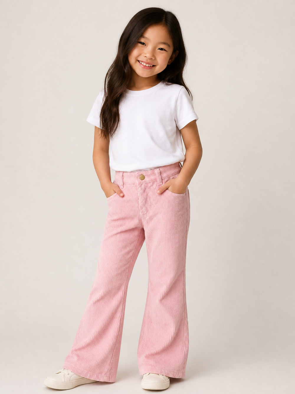 Jeans per bambina Molo Kids rosa con trama a coste 2W26I104 5724 MOLO KIDS