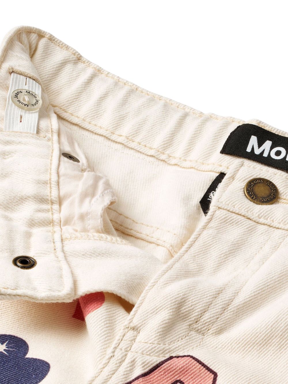 Jeans per bambina Molo Kids beige a gamba ampia con stampa 2W26I108 2444 MOLO KIDS