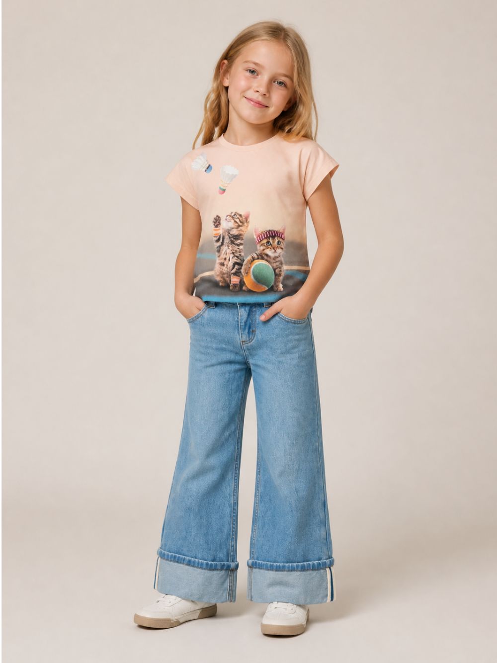 Pantaloni per bambina Molo Kids denim con gamba ampia 2W26I112 5846 MOLO KIDS