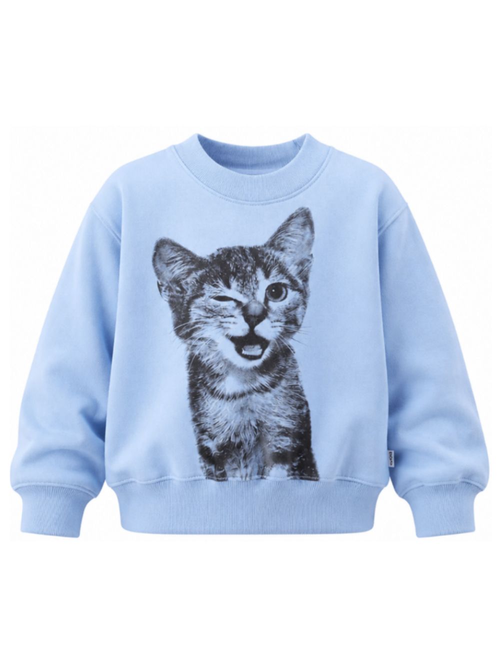 Felpa per bambina Molo Kids azzurra con stampa grafica gattino 2W26J201 5747 MOLO KIDS