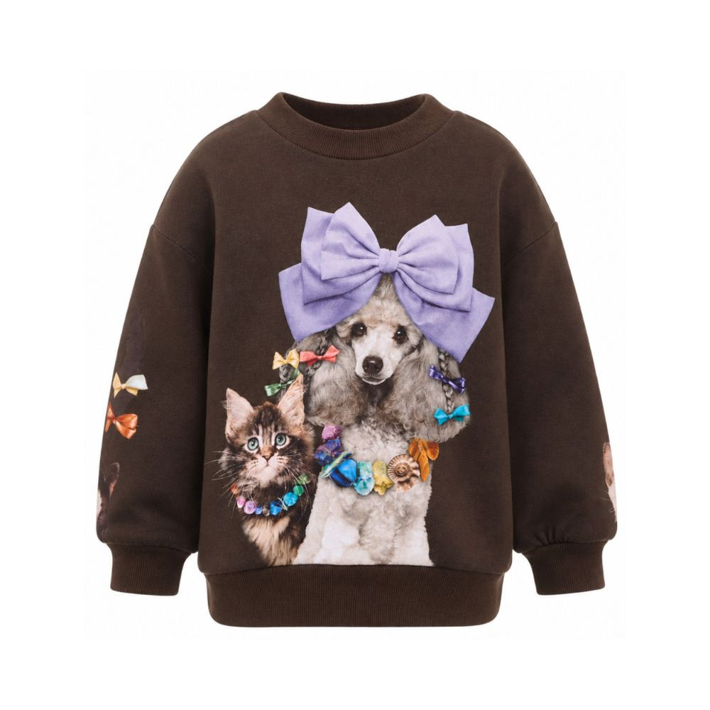 Felpa per bambina Molo Kids marrone con stampa grafica 2W26J202 5758 MOLO KIDS