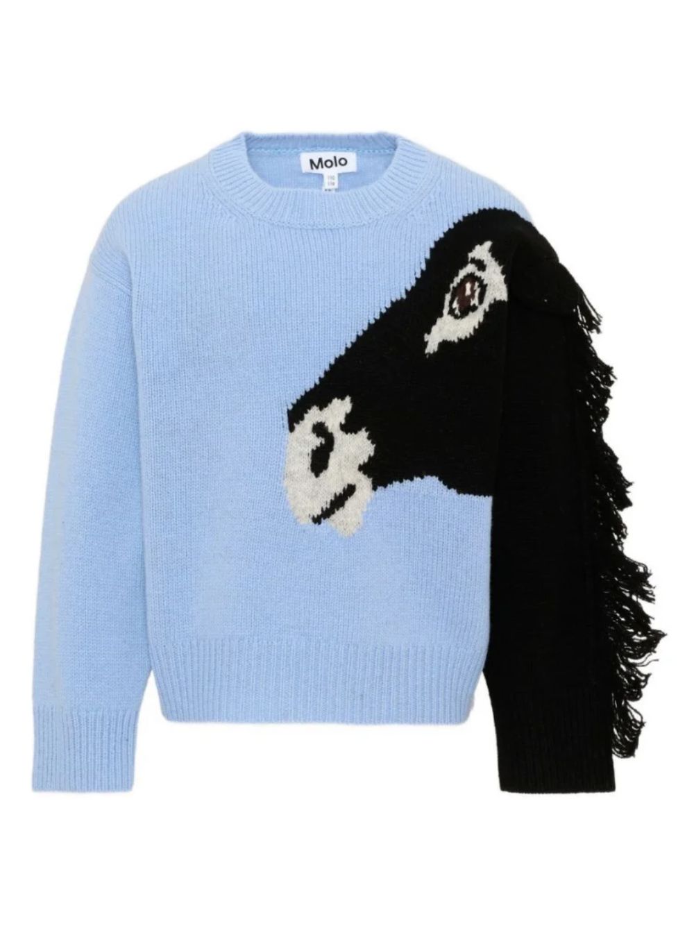 Maglione per bambina Molo Kids azzurro con cavallo ricamato 2W26K214 5731 MOLO KIDS