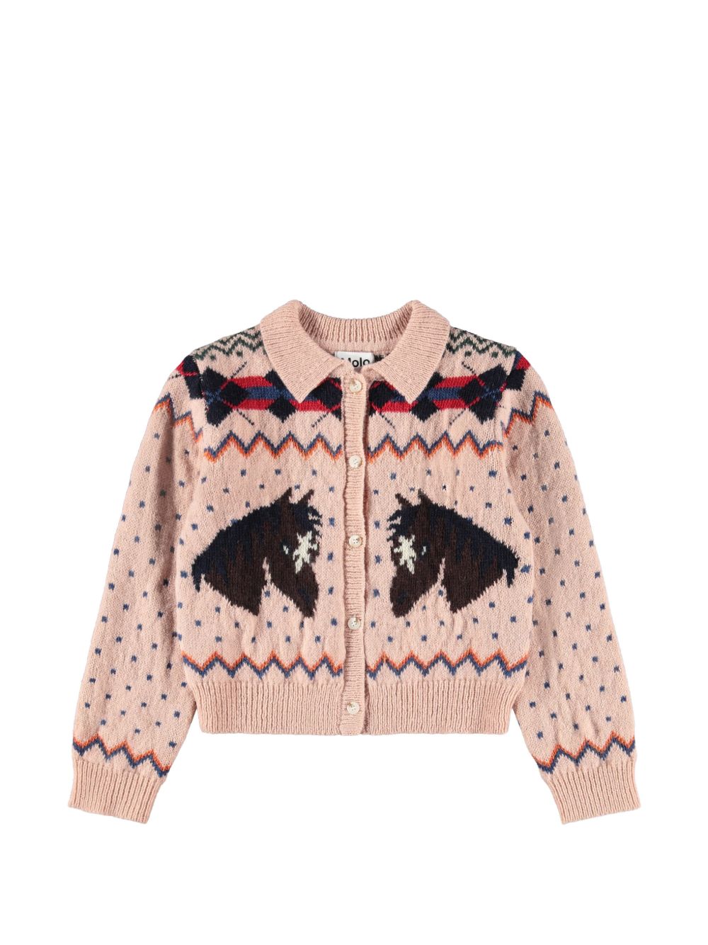 Cardigan per bambina Molo Kids rosa con motivo cavallo 2W26K308 5724 MOLO KIDS
