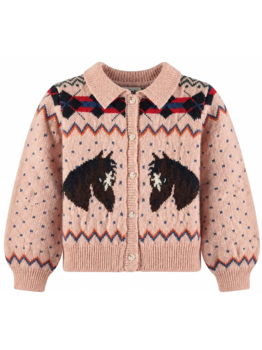 Cardigan per bambina Molo Kids rosa con motivo cavallo 2W26K308 5724 MOLO KIDS