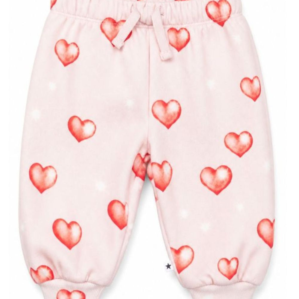 Pantaloni sportivi per neonata Molo Kids rosa con stampa grafica a cuori 4W26I201 5741 MOLO KIDS
