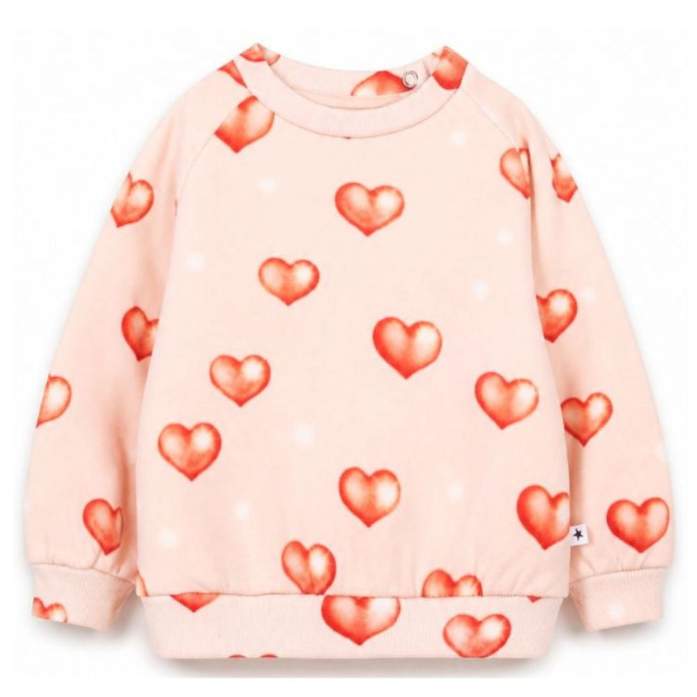 Felpa neonata Molo Kids rosa con stampa grafica cuori 4W26J201 5741 MOLO KIDS