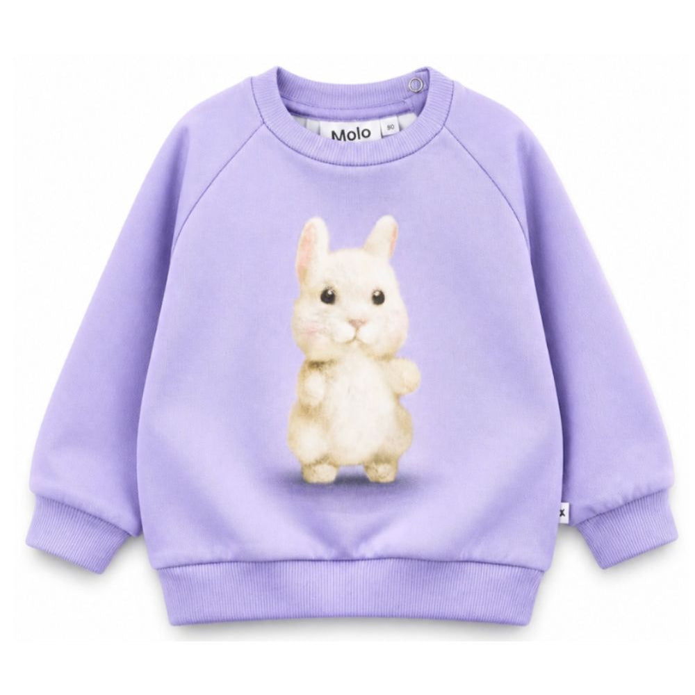 Felpa per neonata Molo Kids viola con stampa coniglietto sul davanti 4W26J201 5783 MOLO KIDS