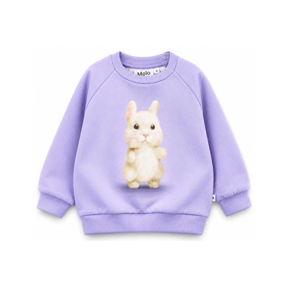 Felpa pe rneonata Molo Kids viola con stampa coniglietto sul davanti 4W26J201 5783 MOLO KIDS