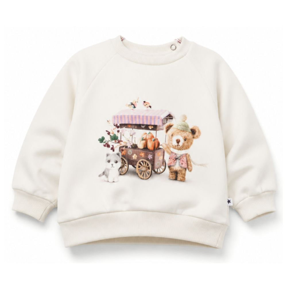 Felpa per neonata Molo Kids bianca crema con stampa grafica sul davanti 4W26J201 5787 MOLO KIDS