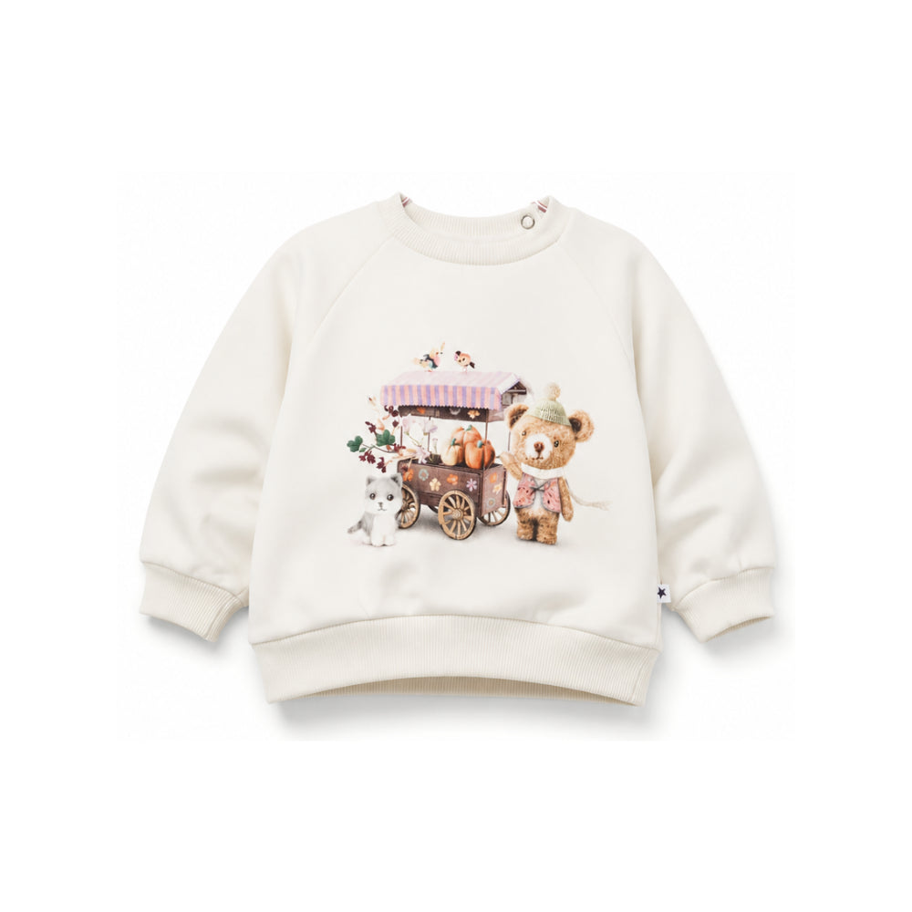 Felpa per neonata Molo Kids bianca crema con stampa grafica sul davanti 4W26J201 5787 MOLO KIDS