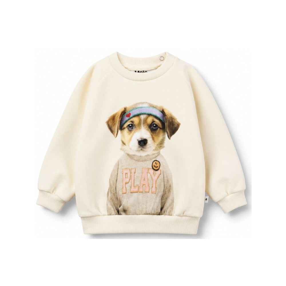 Felpa neonato Molo Kids beige con stampa grafica cane 4W26J201 5798 MOLO KIDS