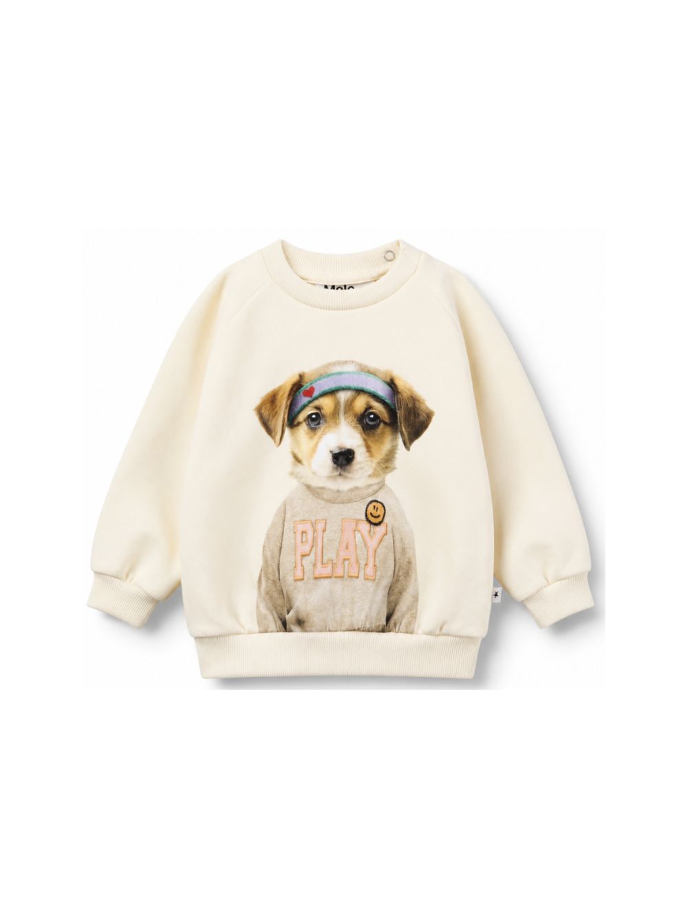 Felpa neonato Molo Kids beige con stampa grafica cane 4W26J201 5798 MOLO KIDS