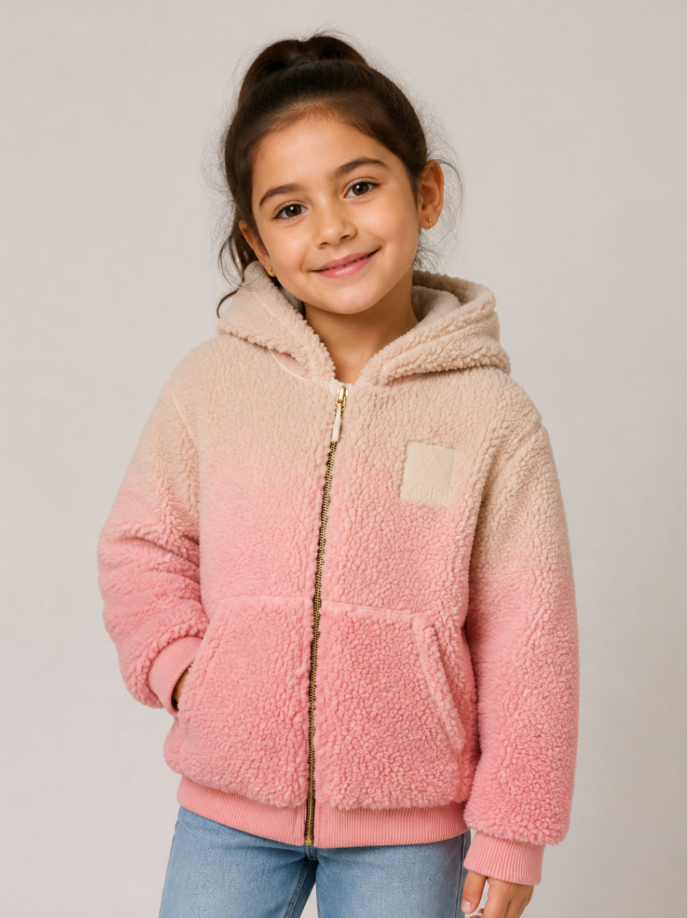 Giubbino per bambina Molo Kids rosa con applicazione logo 5W26L301 5711 MOLO KIDS