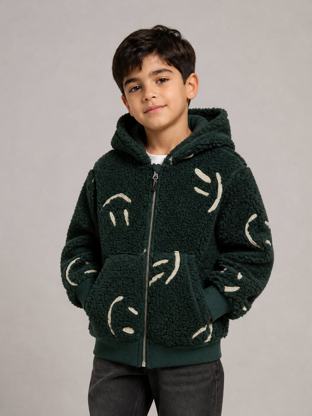 Giubbino per bambino Molo Kids verde scuro con cappuccio 5W26L301 6252 MOLO KIDS