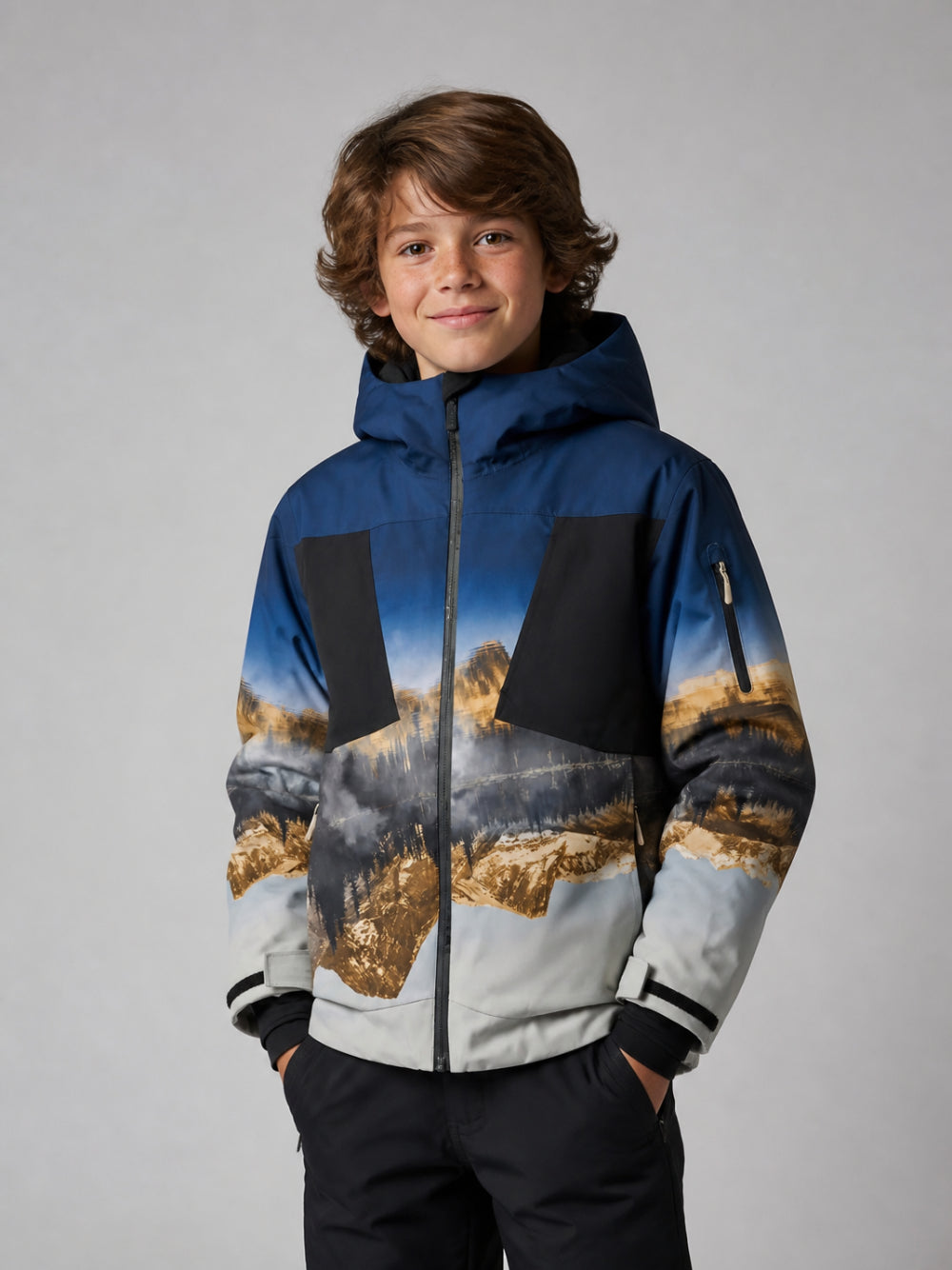 Giubbino per bambino Molo Kids multicolor con stampa montagna 5W26M324 5709 MOLO KIDS