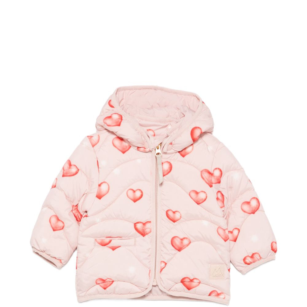 Giubbino per neonata Molo Kids rosa con stampa a cuori all-over 5W26M326 5741 MOLO KIDS