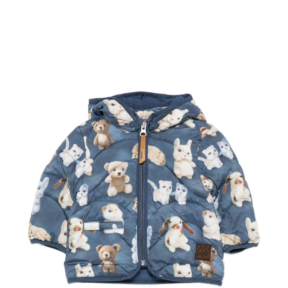 Giubbino per neonato Molo Kids blu con stampa animali all-over 5W26M326 5936 MOLO KIDS