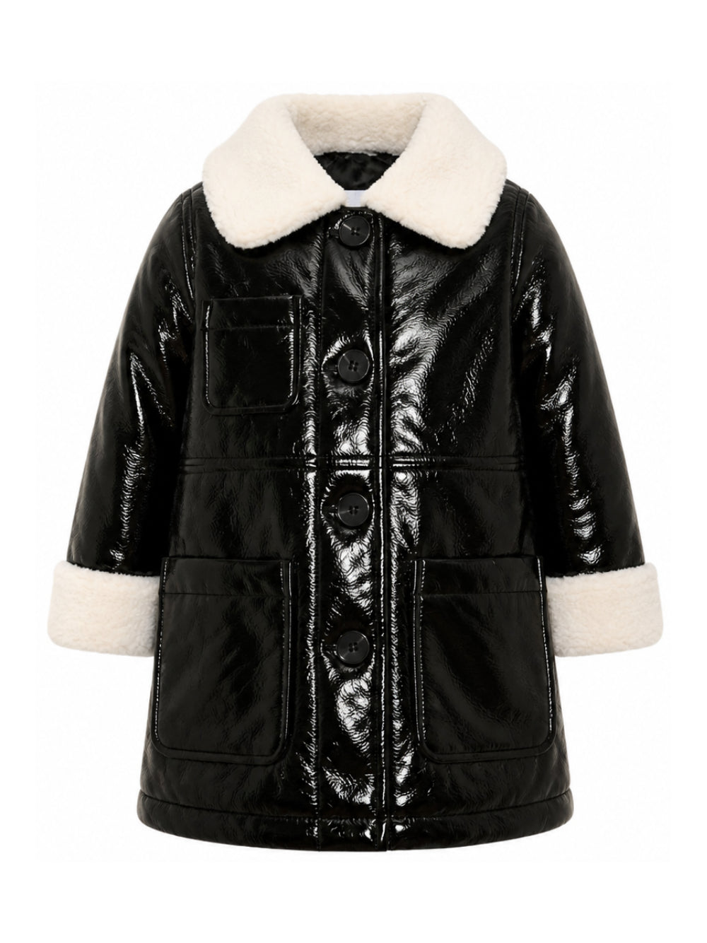 Cappotto per bambina Molo Kids nero con finitura lucida 5W26M331 0099 MOLO KIDS
