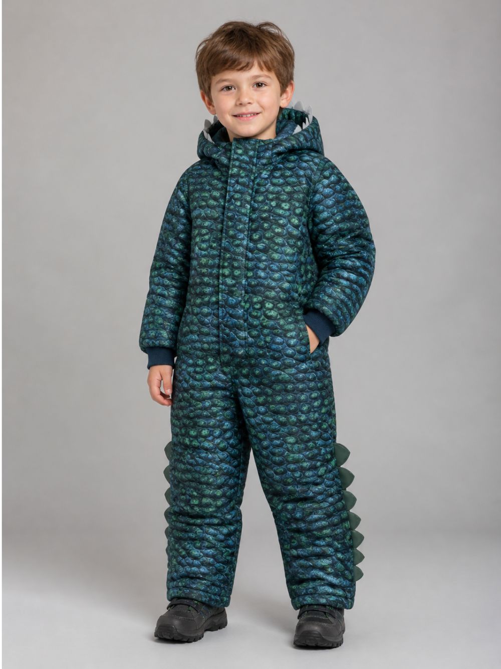 Tuta da neve per bambino Molo Kids blu con stampa pelle di dinosauro 5W26N202 4015 MOLO KIDS