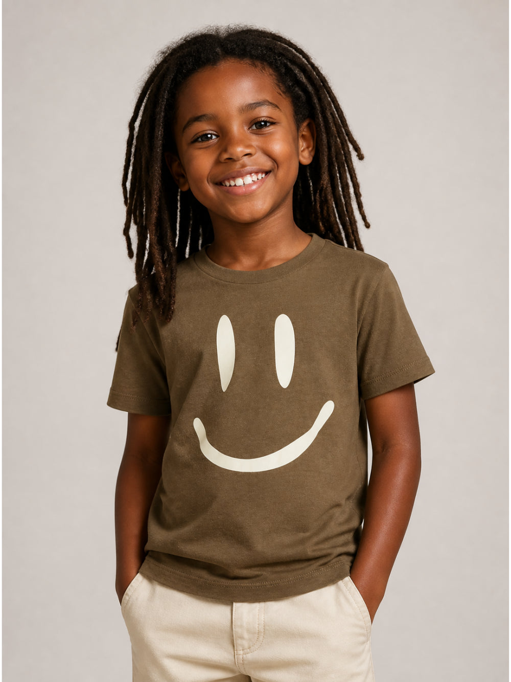 T-shirt per bambino Molo Kids marrone con stampa faccina sorridente 6W26A201 8795 MOLO KIDS