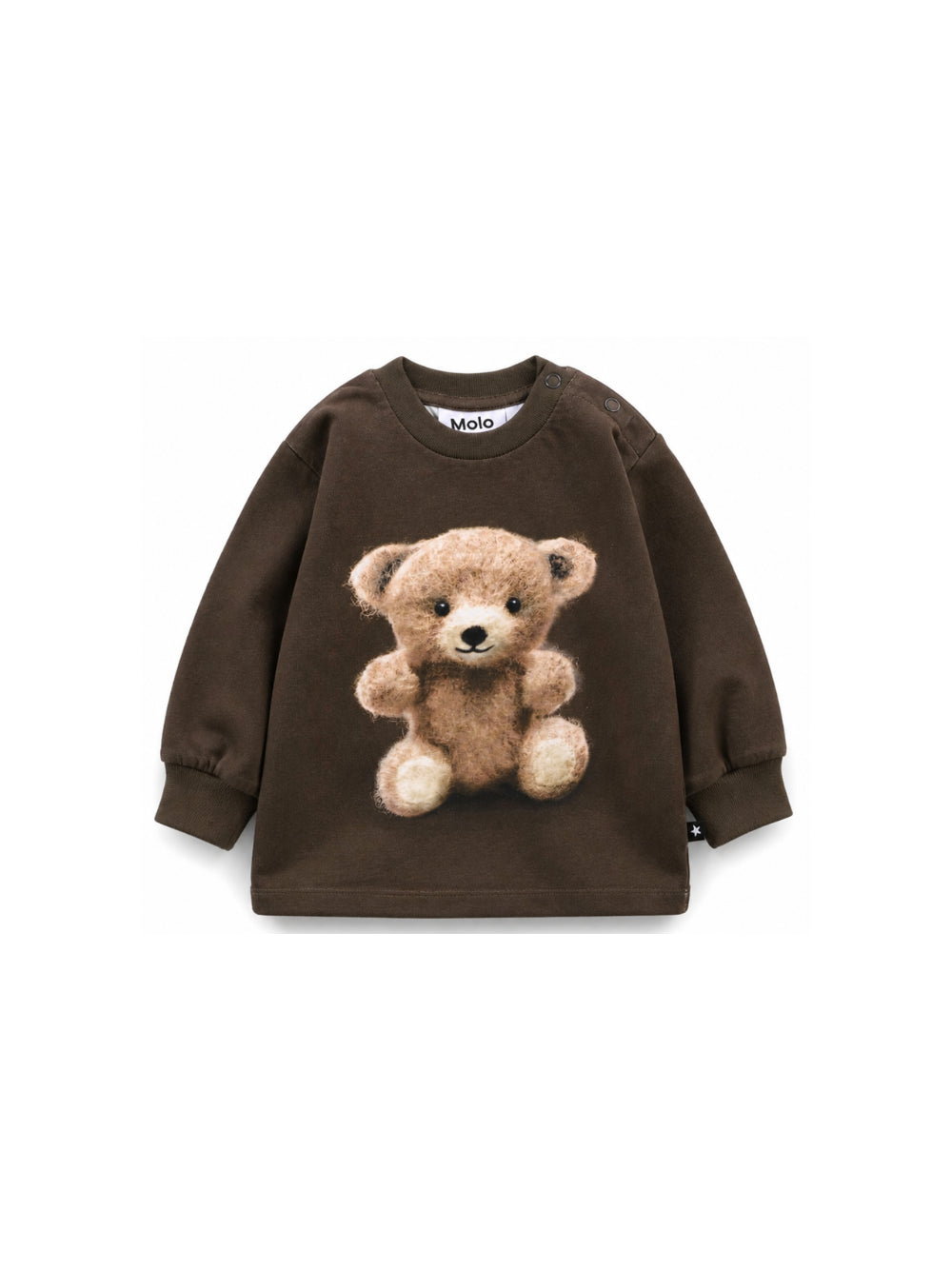 Felpa per neonato Molo Kids marrone scuro con stampa orsetto sul davanti 6W26A403 5938 MOLO KIDS