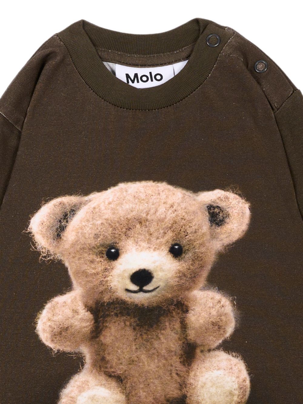 Felpa per neonato Molo Kids marrone scuro con stampa orsetto sul davanti 6W26A403 5938 MOLO KIDS