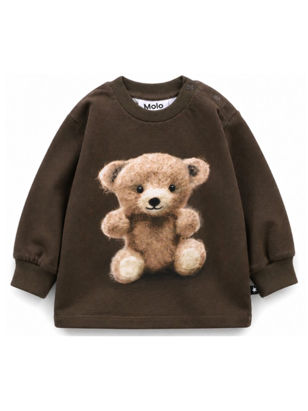 Felpa per neonato Molo Kids marrone scuro con stampa orsetto sul davanti 6W26A403 5938 MOLO KIDS