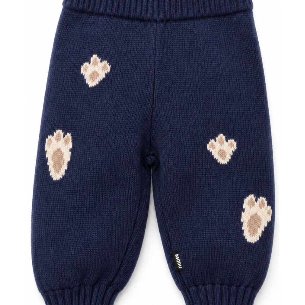 Pantaloni per neonato Molo Kids blu navy con dettaglio ricamo zampa 6W26I210 2482 MOLO KIDS