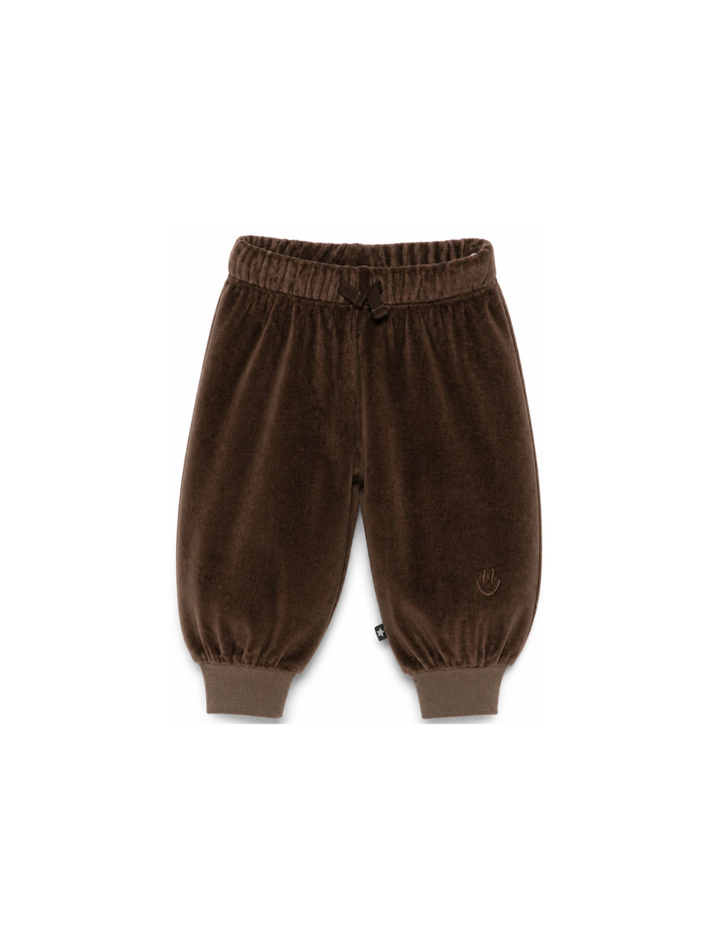 Pantaloni pe neonato Molo Kids marroni con ricamo sorriso 6W26I216 8795 MOLO KIDS