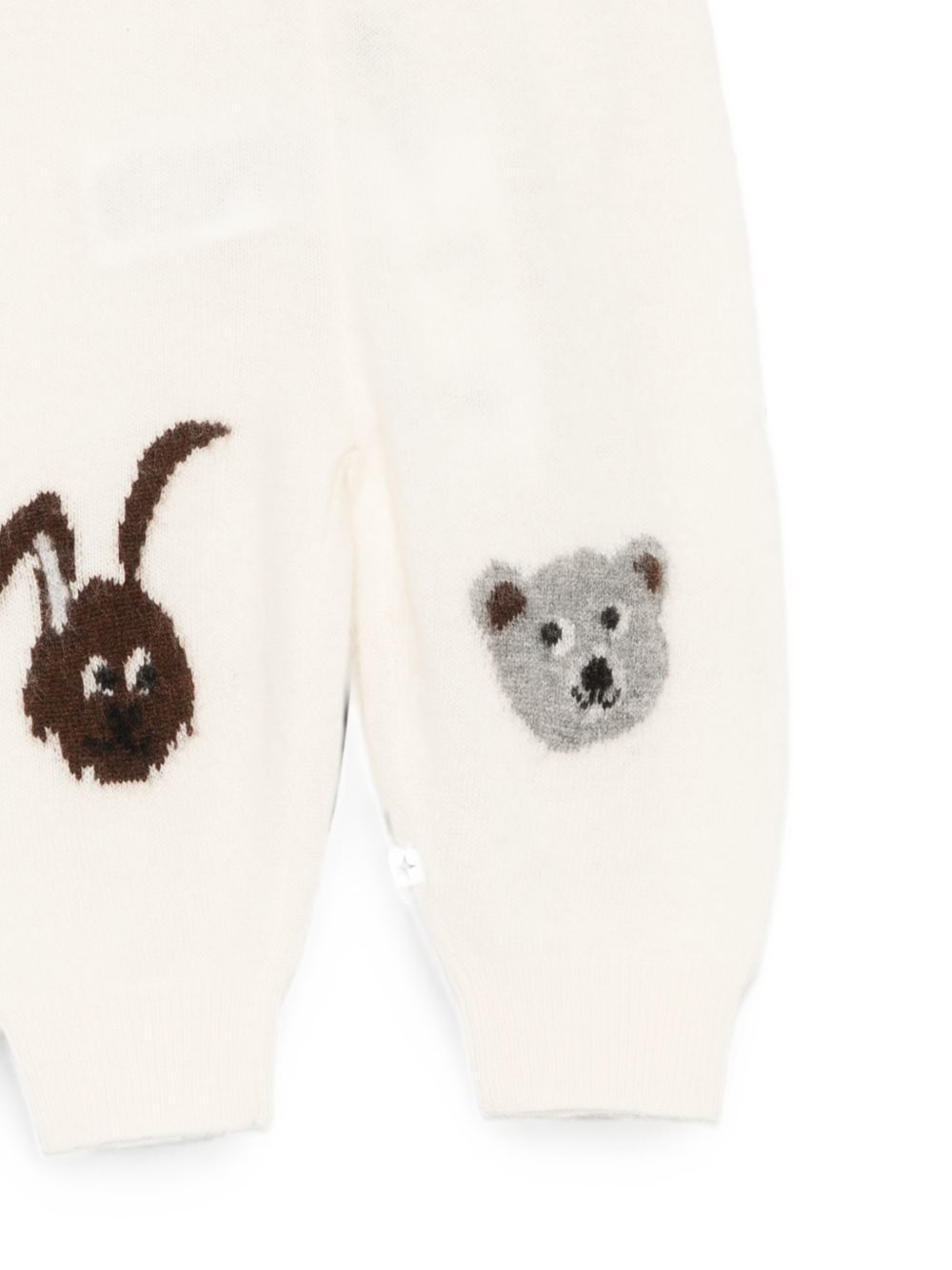 Pantaloni per neonato Molo Kids bianchi con animali ricamati sul davanti 6W26I222 5775 MOLO KIDS