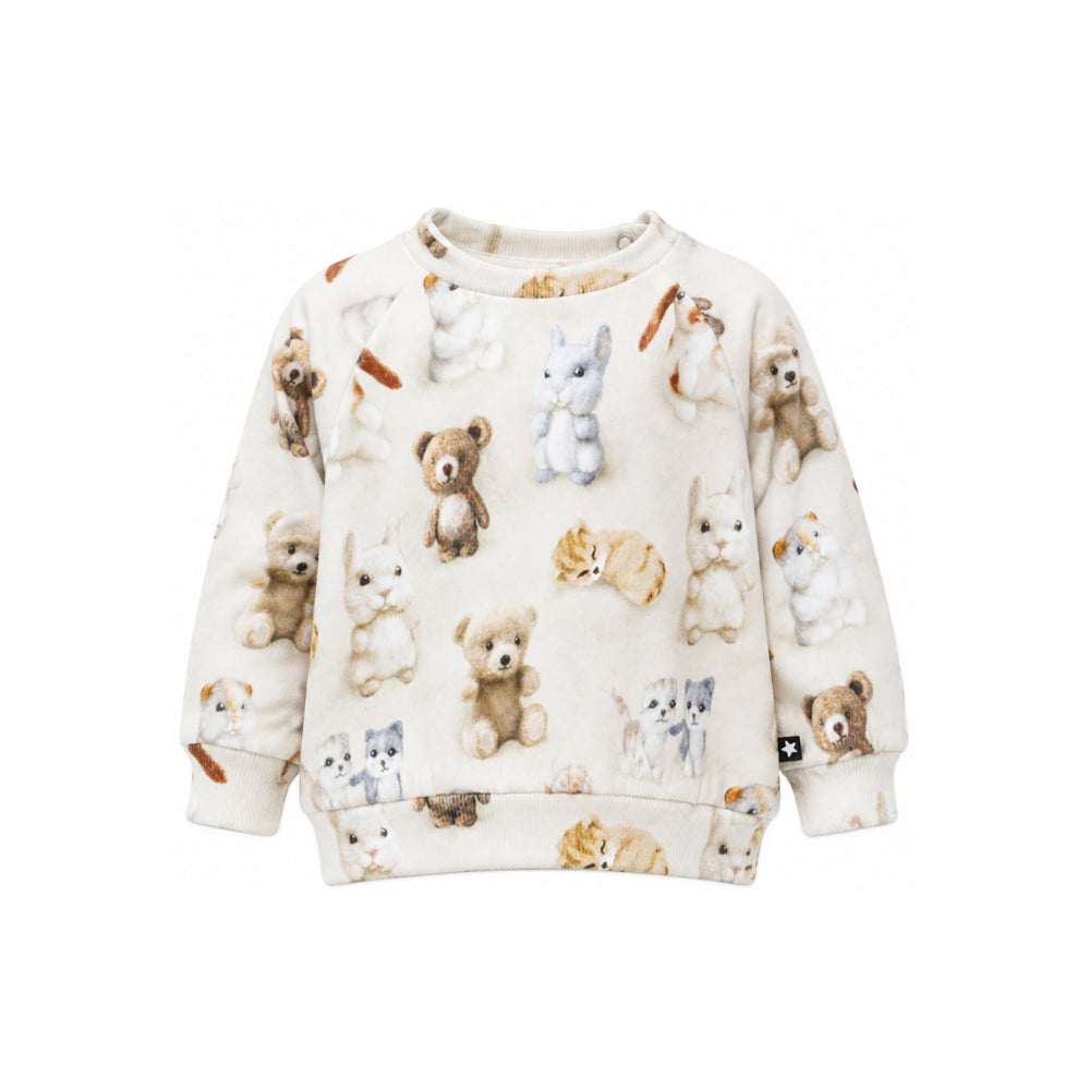 Felpa per neonato Molo Kids bianca con stampa animali all-over 6W26J202 5935 MOLO KIDS