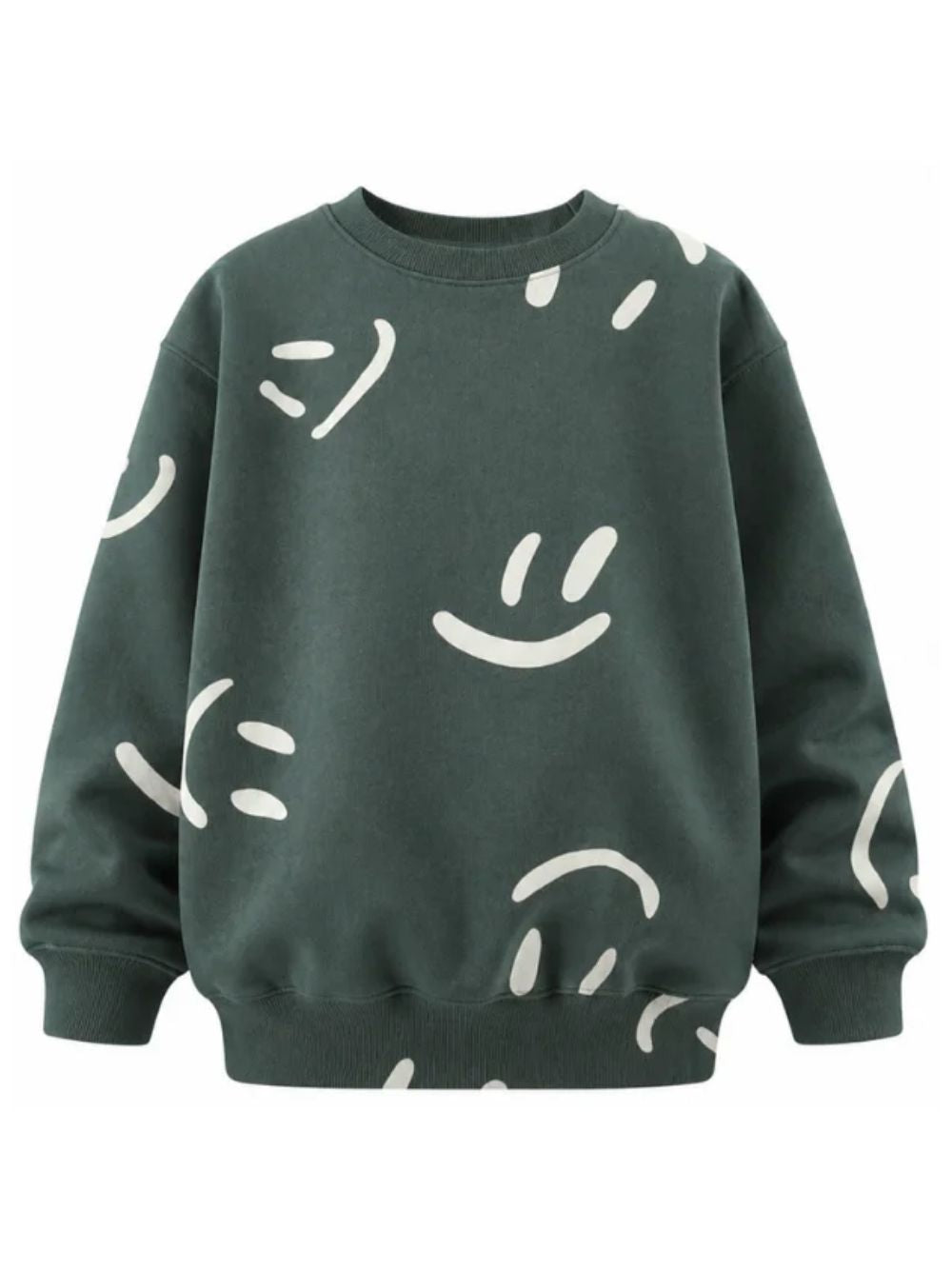 Felpa per bambino Molo Kids verde scuro con stampa smile 6W26J205 6252 MOLO KIDS