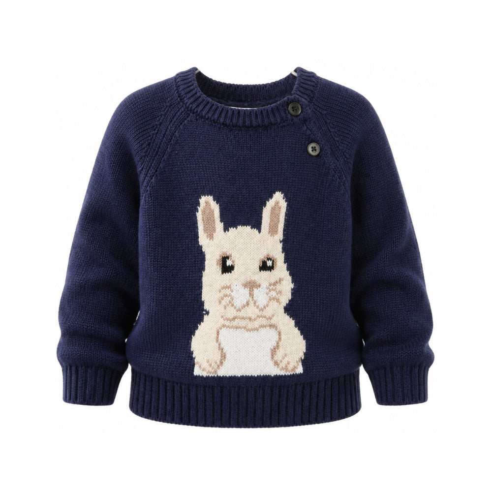 Maglione per neonato Molo Kids blu navy con dettaglio coniglietto ricamato 6W26K209 6817 MOLO KIDS