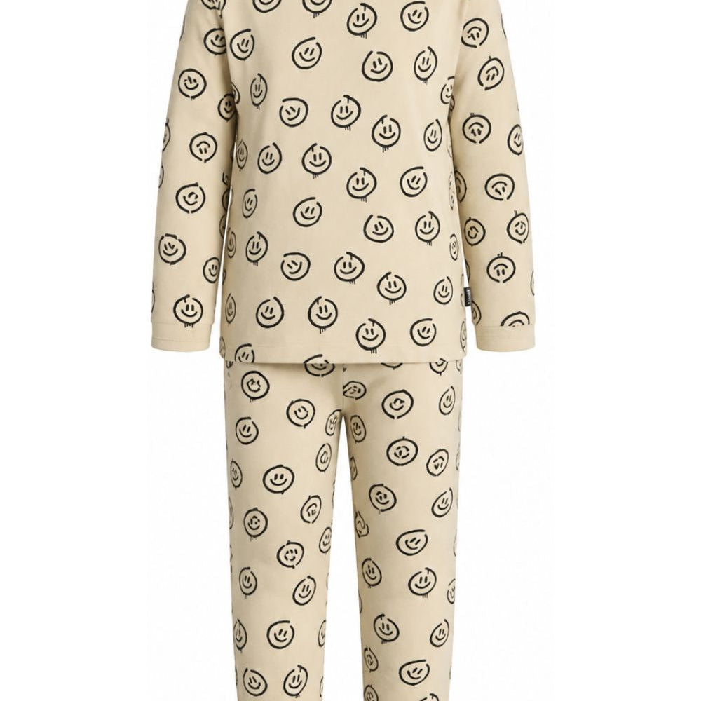 Pigiama per bambini Molo Kids beige con stampa con smile 6W26R503 5871 MOLO KIDS