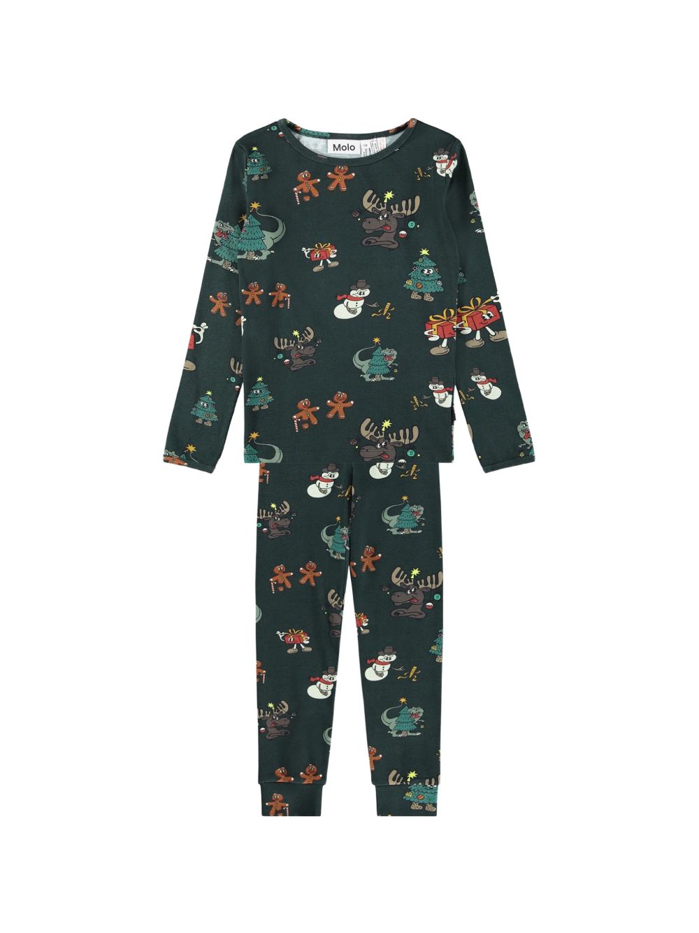 Pigiama per bambini Molo Kids verde scuro con stampa grafica all-over 6W26R503 5872 MOLO KIDS