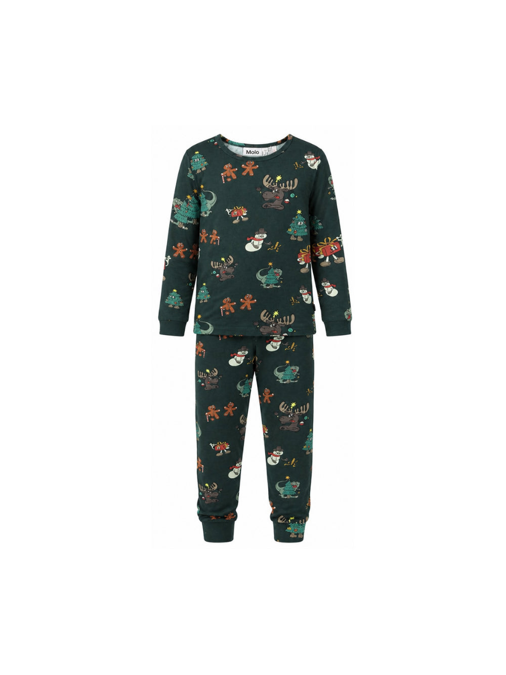 Pigiama per bambini Molo Kids verde scuro con stampa grafica all-over 6W26R503 5872 MOLO KIDS