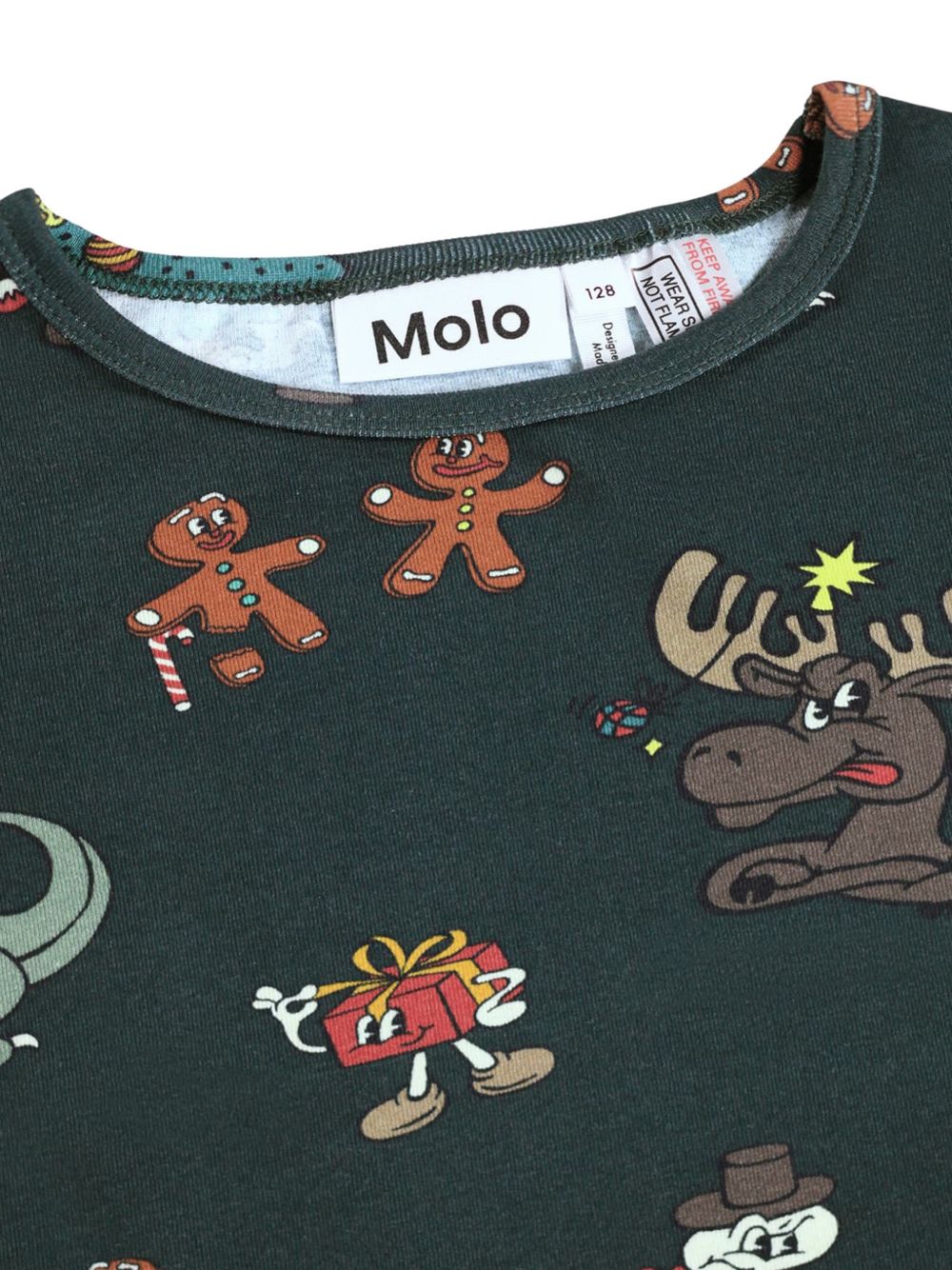 Pigiama per bambini Molo Kids verde scuro con stampa grafica all-over 6W26R503 5872 MOLO KIDS