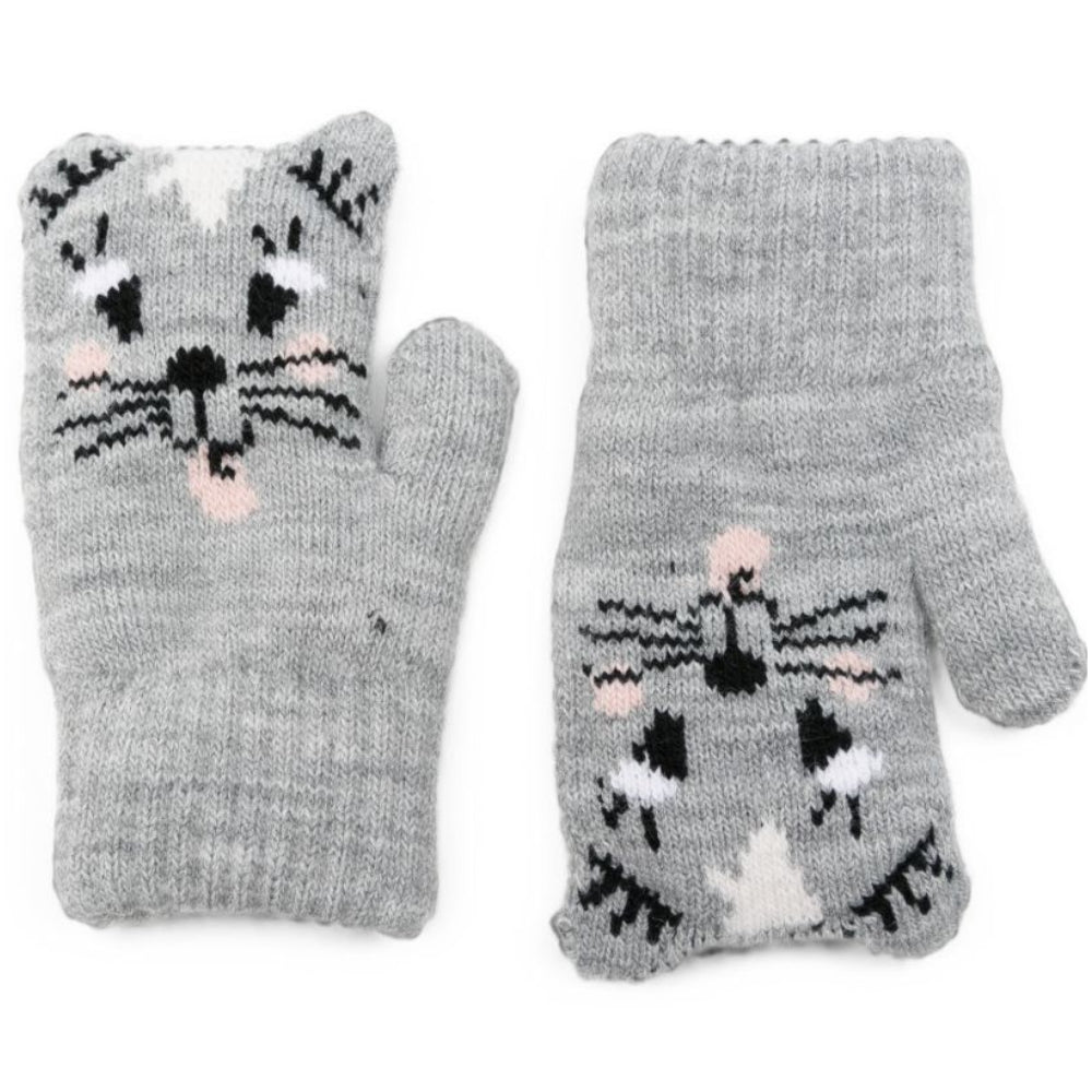 Guanti per bambini Molo Kids grigi con motivo gatto 7W26S102 1046 MOLO KIDS