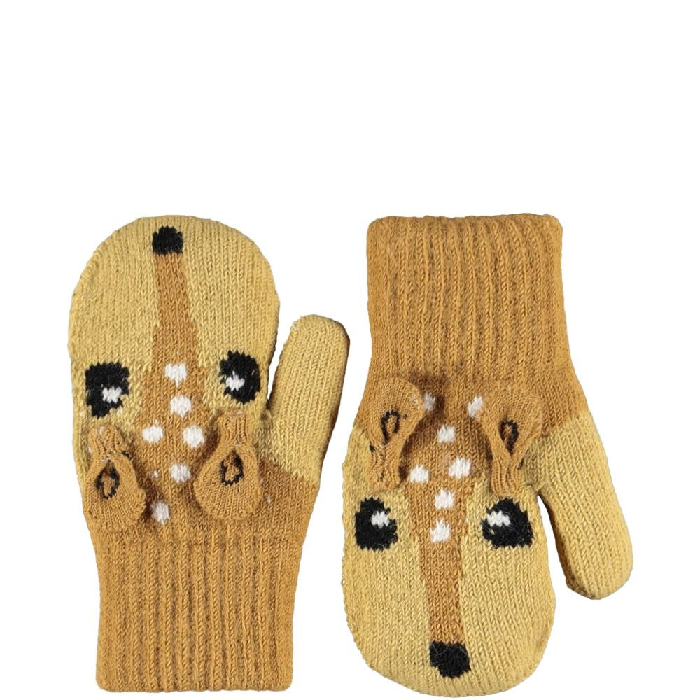 Guanti per bambina Molo Kids beige con motivo giraffa ad intarsio 7W26S102 5725 MOLO KIDS