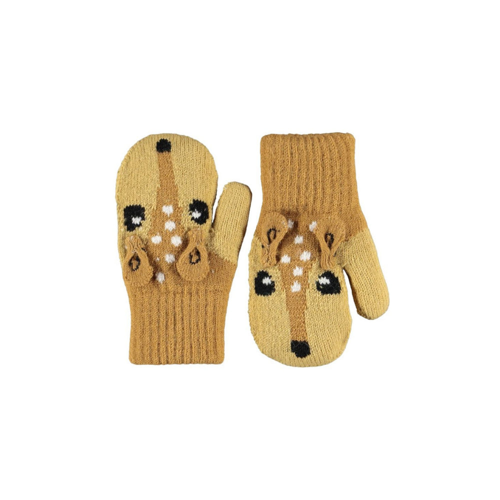 Guanti per bambina Molo Kids beige con motivo giraffa ad intarsio 7W26S102 5725 MOLO KIDS
