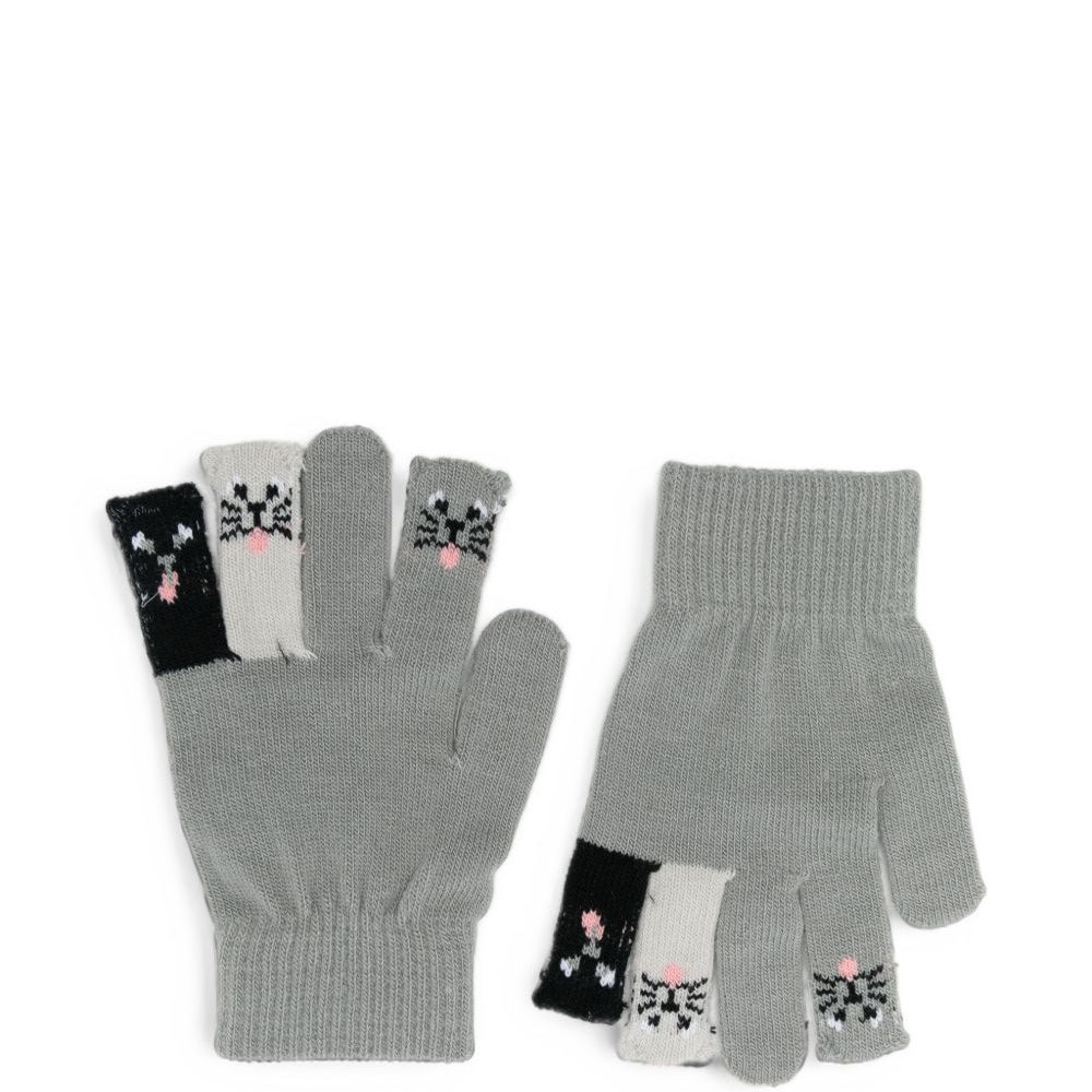 Guanti per bambini Molo Kids grigi con ricamo gatti 7W26S203 2949 MOLO KIDS