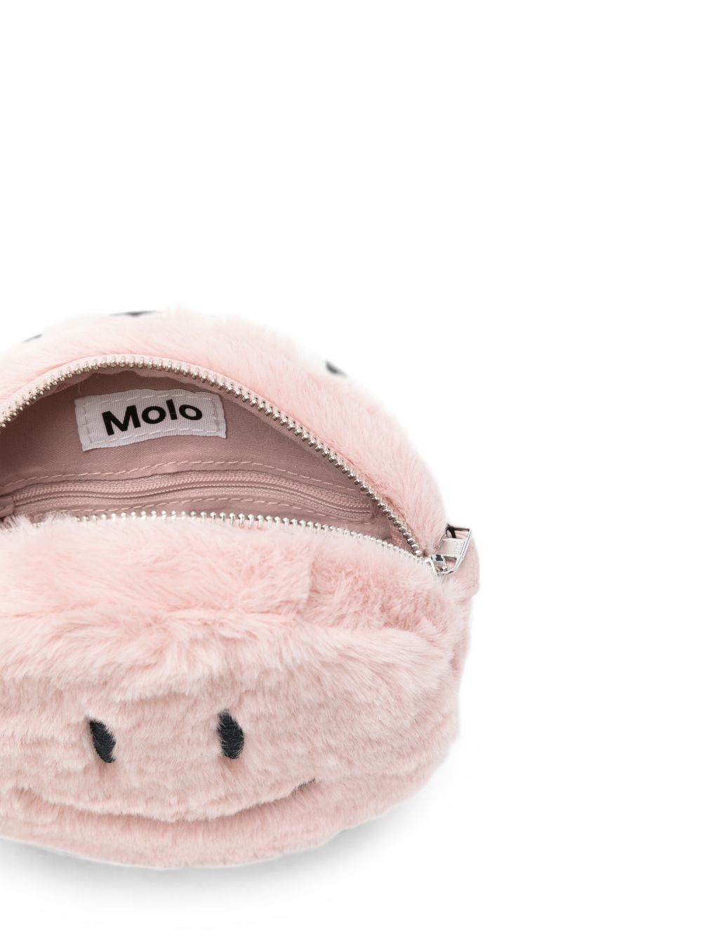 Borsa per bambina Molo Kids rosa in finta pelliccia con faccia sorridente ricamata 7W26V108 8058 MOLO KIDS